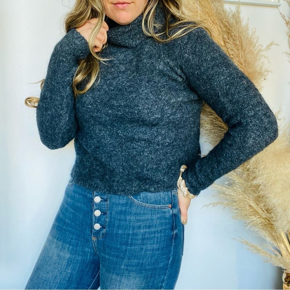 MADEWELL Charcoal Grey Turtleneck Pullover Cropped Cozy Long Sleeve Sweater S